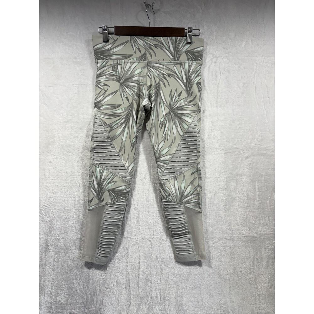 PINK Victoria's Secret Ultimate Moto Leggings Tropical Palm Print Grey‎ Mint S